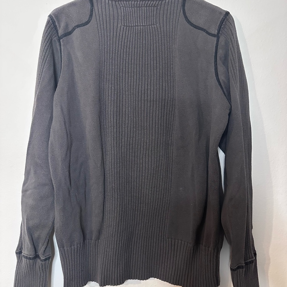 Men's Charcoal Ribbed Crewneck Sweater - Picture 3 of 3